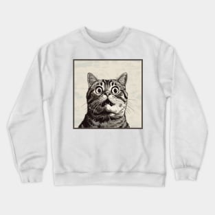 Shocked Cat Cartoon Vintage Cartoon Cat Crazy Crewneck Sweatshirt